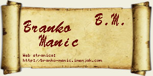 Branko Manić vizit kartica